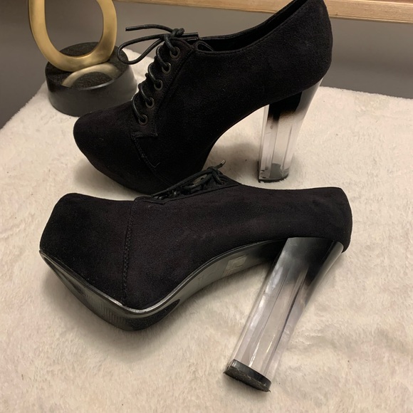 Delicacy Shoes - Delicacy Black & Clear Platform Heels
